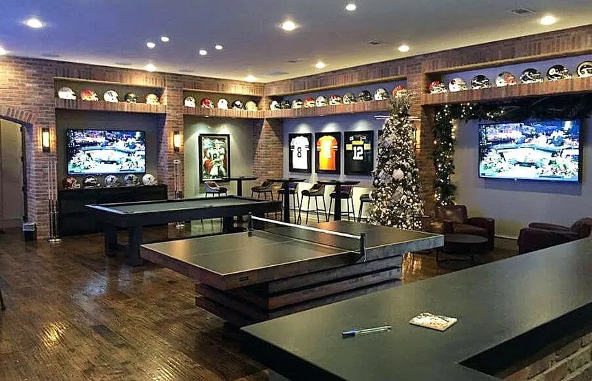 man cave idea with ping pong table, billiards table 