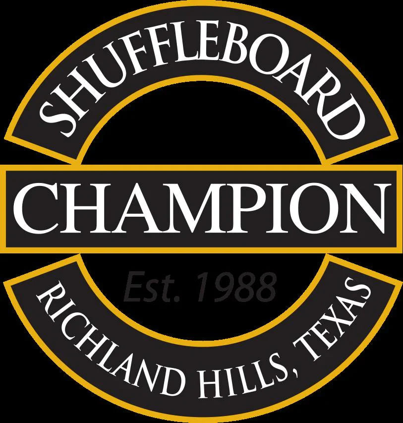 Champion Shuffleboard logo featuring stylized text design, representing the leading manufacturer of shuffleboard tables.