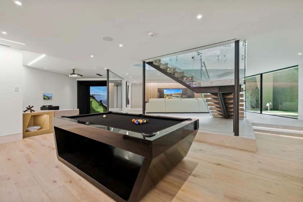 Sofia Modern Luxury Billiards Table – Contemporary Slate Pool Table | Solid Hardwood Frame | 3-Piece Precision Slate | Leather Drop Pockets | Matte or High-Gloss Finish.