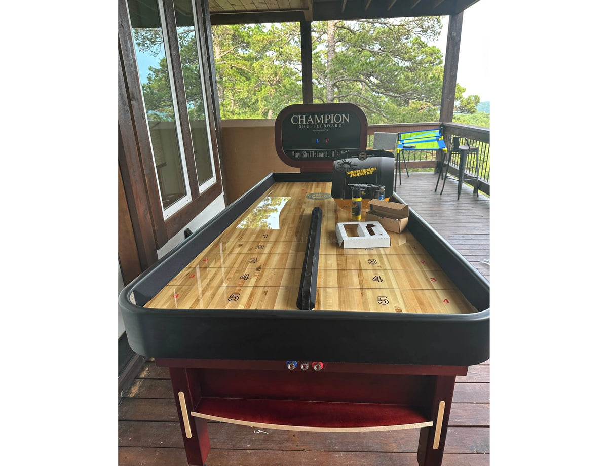 Shuffleboard Table for Sale – 7 ft Indoor Bar & Home Shuffleboard Table with Bumpers | Champion “The Bankshot”