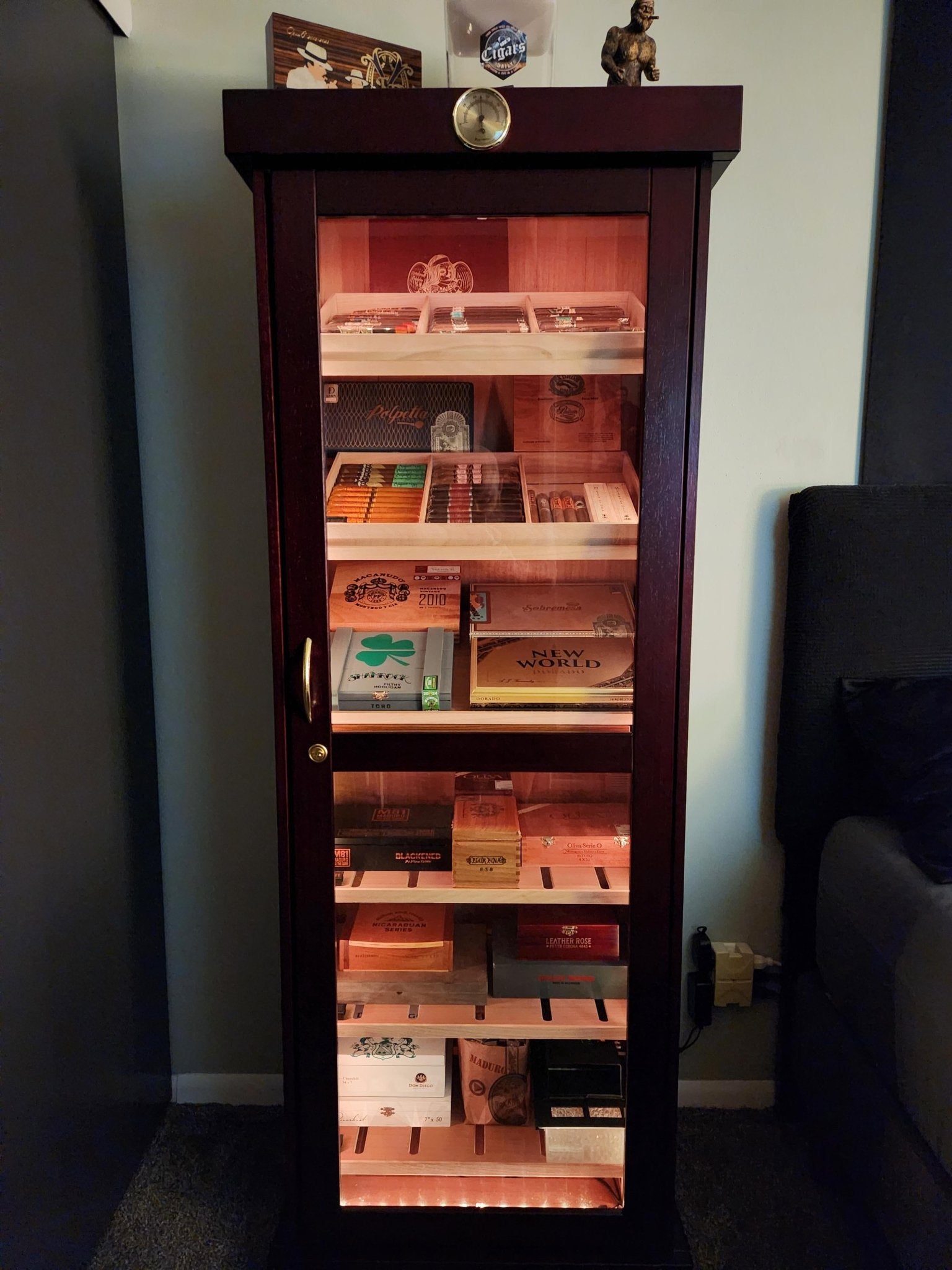 2000 Cigar Storage Cherry Wood Cigar Humidor Cabinet - Barbatus by Prestige Import Group - Humidor