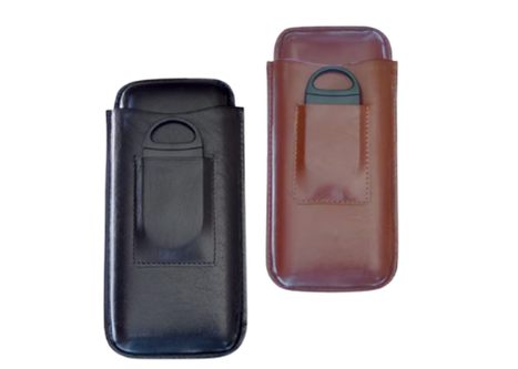 Leather 3-Cigar Travel Case with Cutter – Fits 54 Ring Gauge