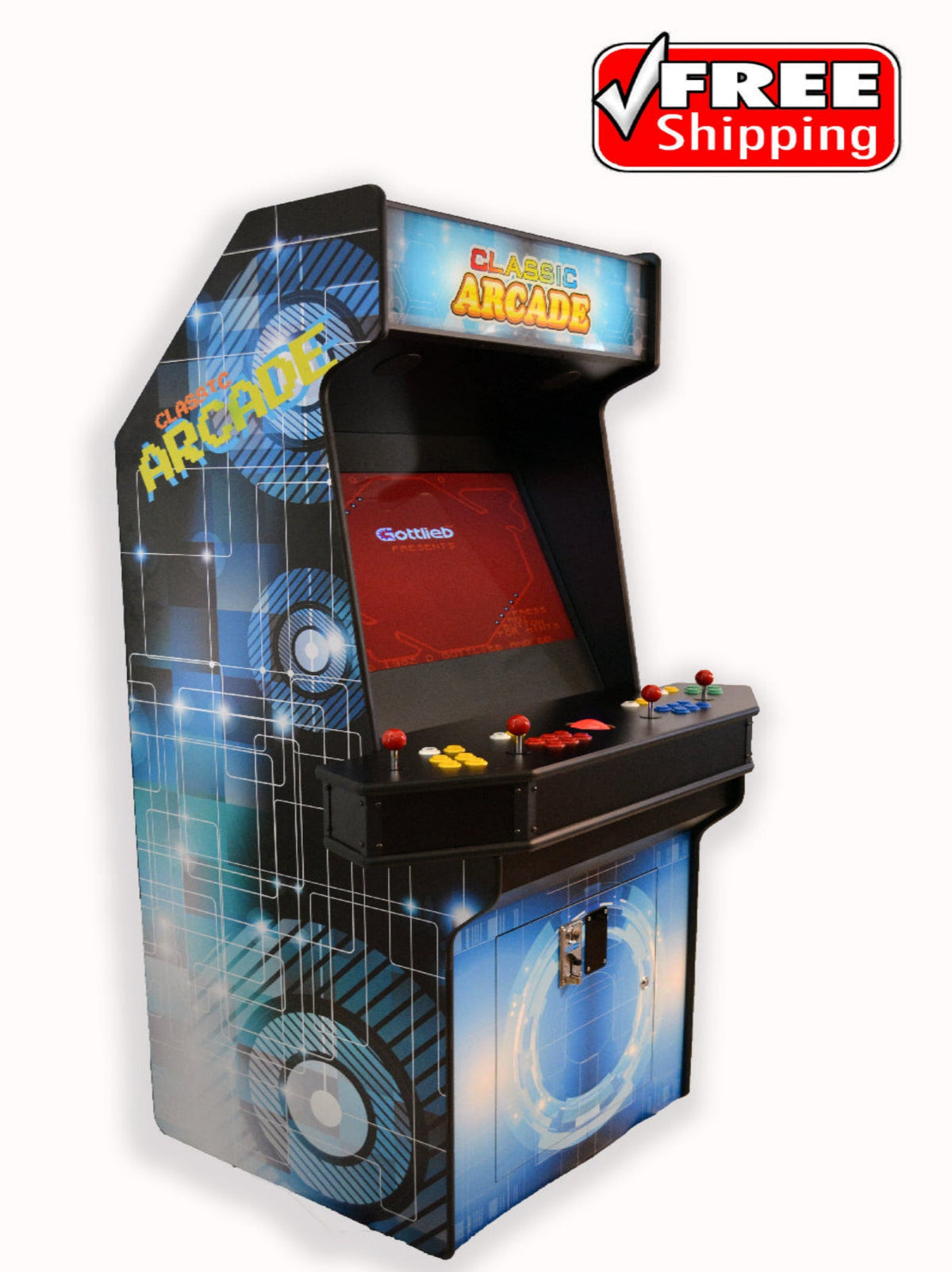 4-Player Full-Sized Upright Arcade Machine - 3,000 Games, 32" LCD & Trackball
