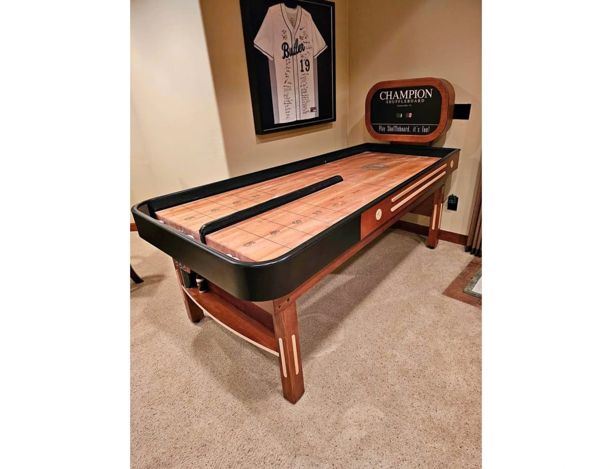 Shuffleboard Table for Sale – 7 ft Indoor Bar & Home Shuffleboard Table with Bumpers | Champion “The Bankshot”