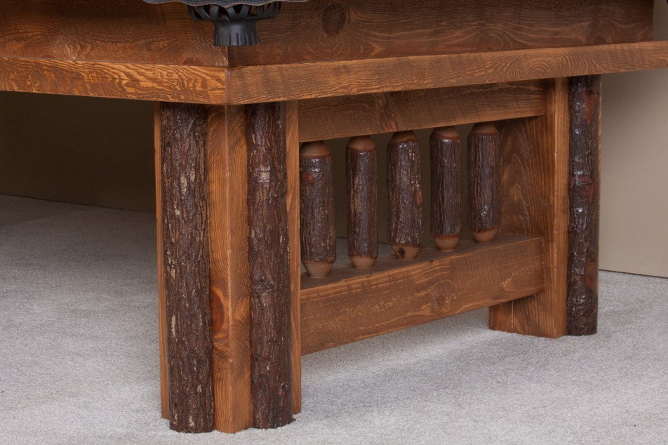 Sawtooth Hickory Pool Table side view in closeup