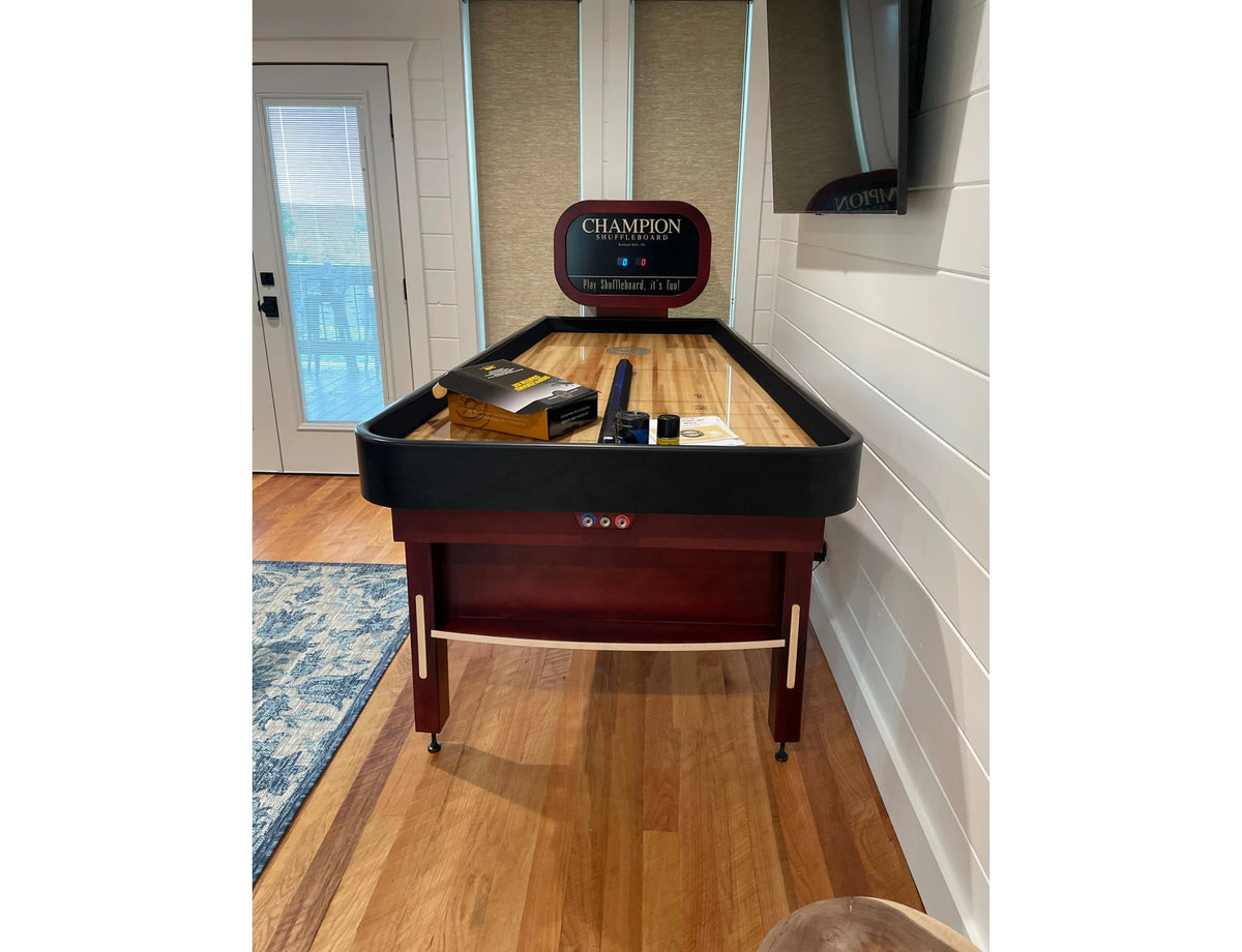 Shuffleboard Table for Sale – 7 ft Indoor Bar & Home Shuffleboard Table with Bumpers | Champion “The Bankshot”