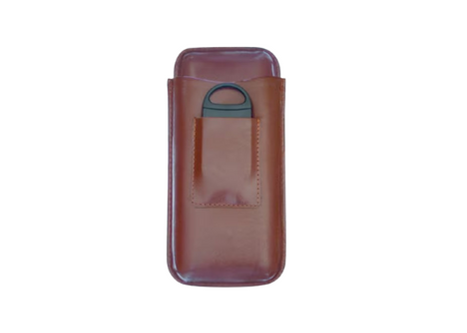 Leather 3-Cigar Travel Case with Cutter – Fits 54 Ring Gauge