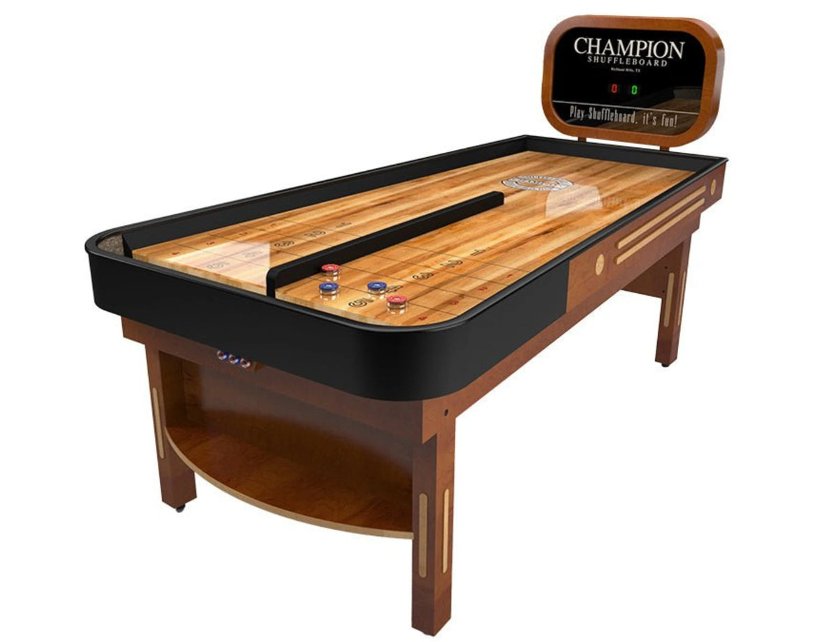 Shuffleboard Table for Sale – 7 ft Indoor Bar & Home Shuffleboard Table with Bumpers | Champion “The Bankshot”