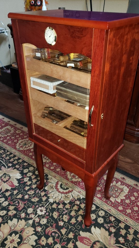 Belmont 600 cigar count storage humidor cabinet in bronze mahogany finish