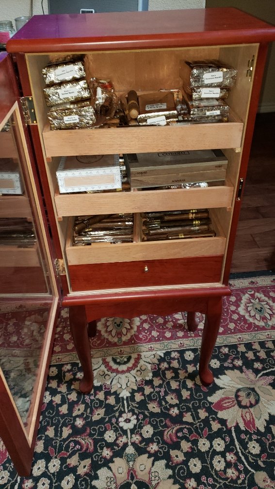 Belmont 600 cigar count storage humidor cabinet in bronze mahogany finish