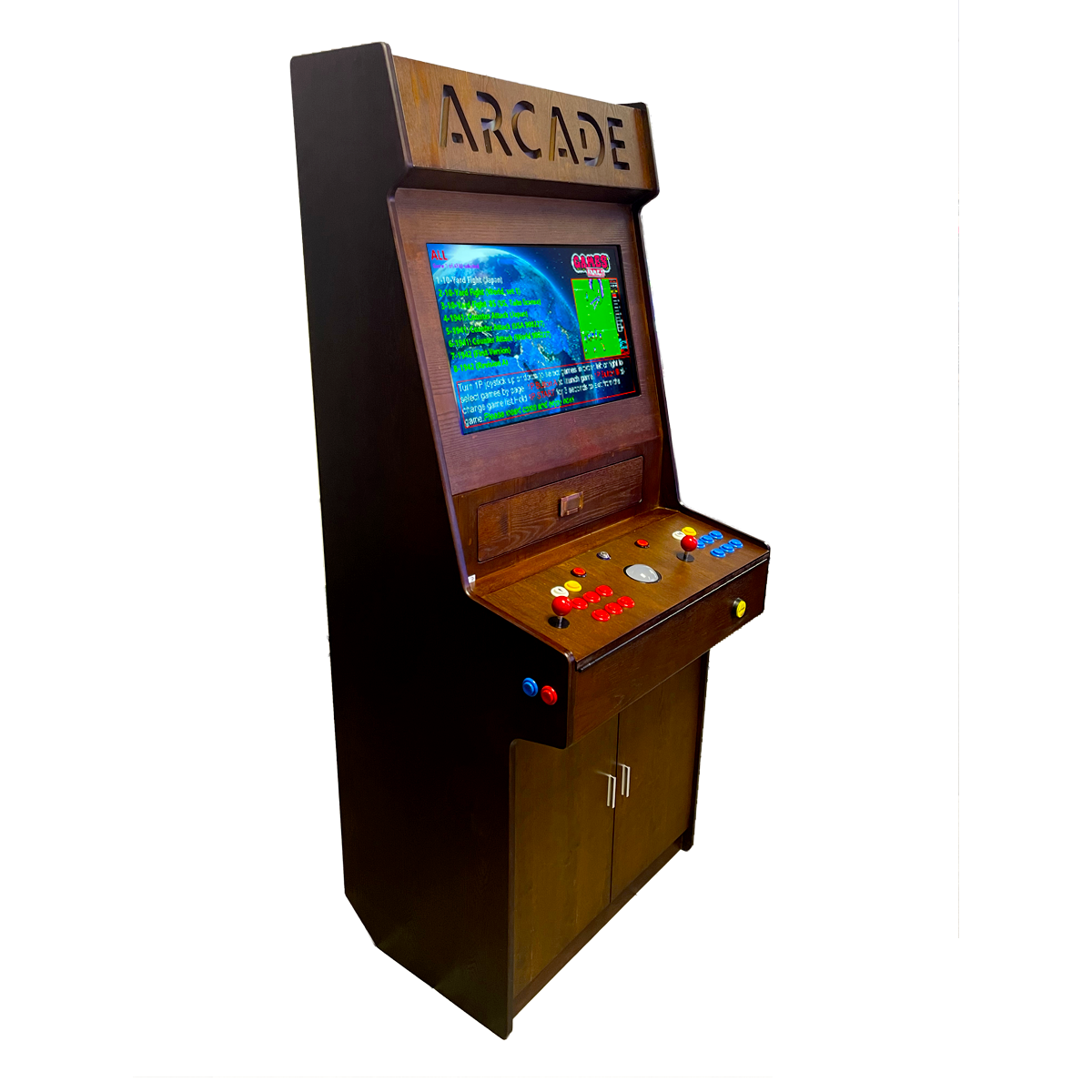 Full-Sized 2-Player Wood Grain Arcade Machine - 7,000+ Games & 32" LCD