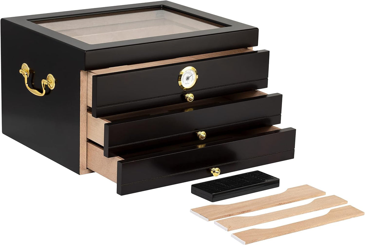 Palermo Glass Top 150 Cigar Brass Rings By Humidor Supreme.