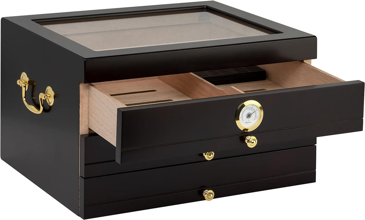 Palermo Glass Top 150 Cigar Brass Rings By Humidor Supreme.
