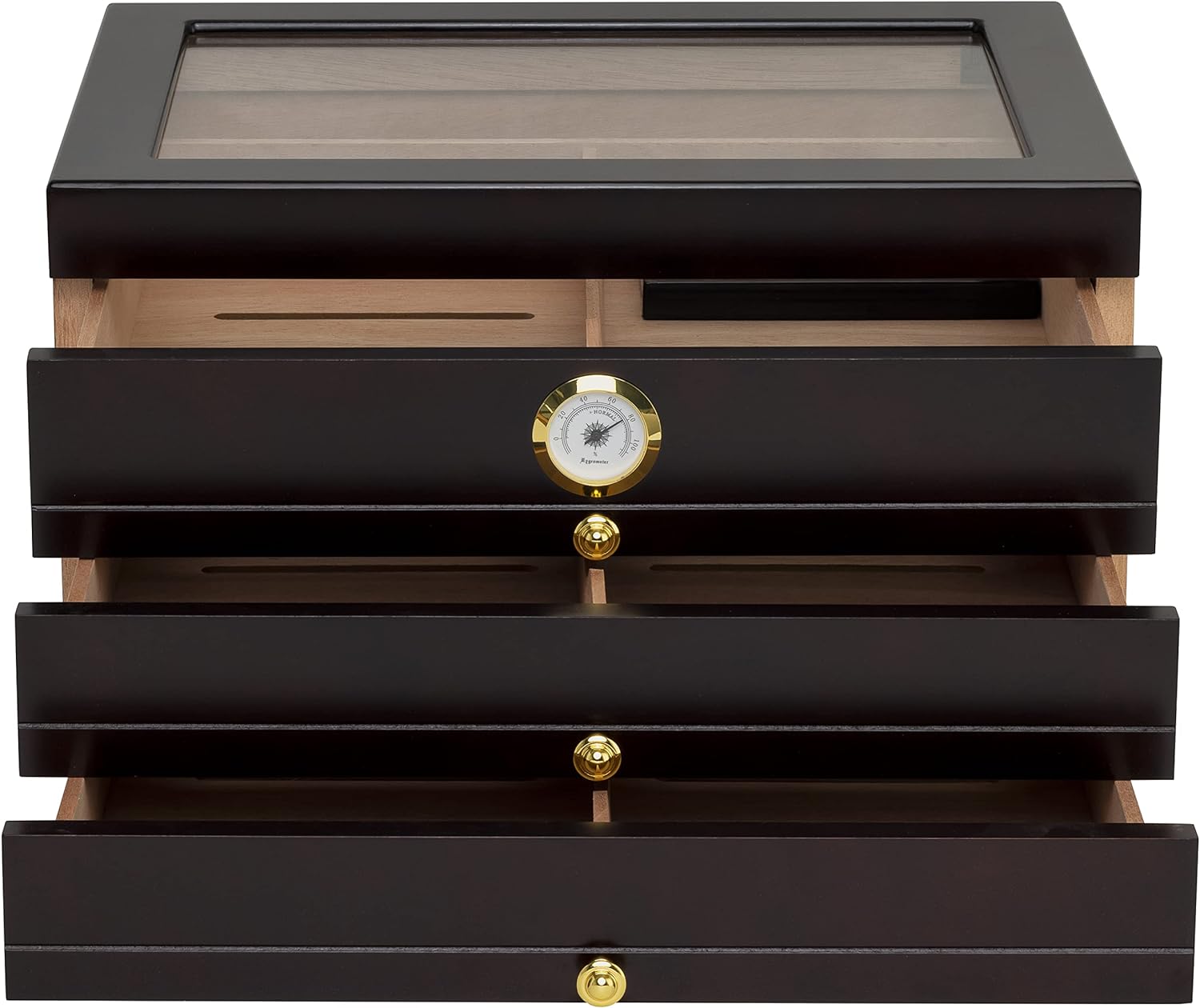 Palermo Glass Top 150 Cigar Brass Rings By Humidor Supreme.