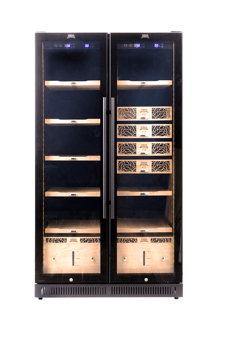 Large Commercial Cigar Humidor Black Cabinet Double Door | 3700–6800 Count | Digital Humidity Control by Quality Importers - Humidors