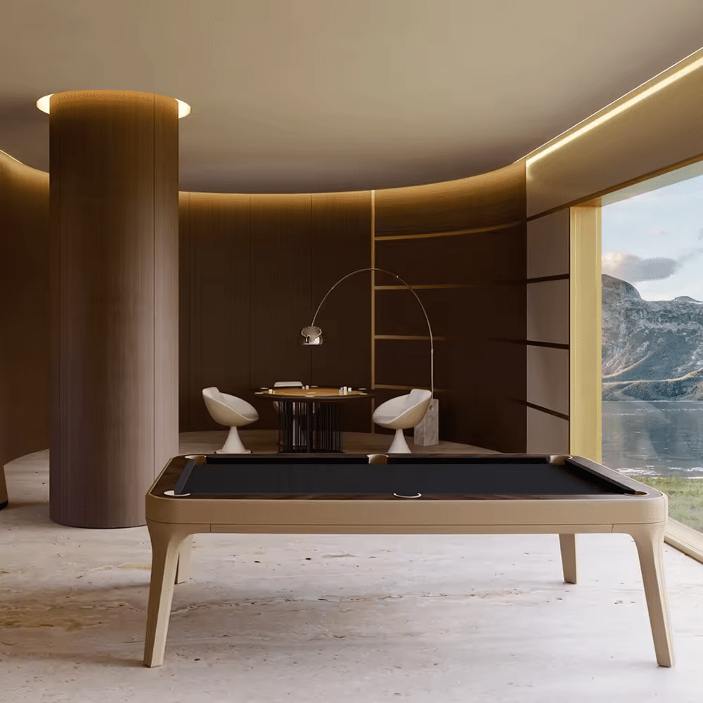 Morris Luxury Leather Pool Table – Handmade in California | Fully Leather-Wrapped | Professional Slate Billiards Table | Simonis Cloth | Custom Finishes &amp; Drop Pockets.