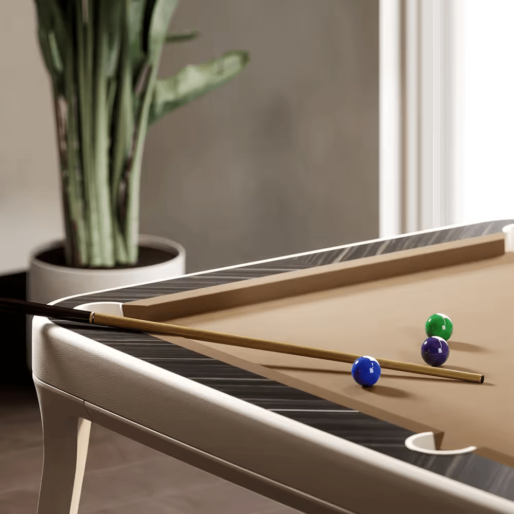 Morris Luxury Leather Pool Table – Handmade in California | Fully Leather-Wrapped | Professional Slate Billiards Table | Simonis Cloth | Custom Finishes &amp; Drop Pockets.