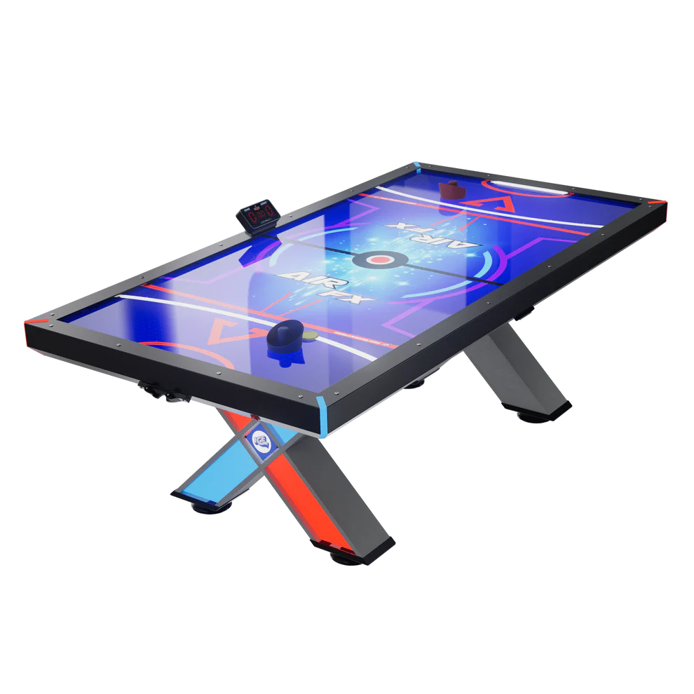 Home Air FX Pro 8&#39; Air Hockey Table – LED Backlit Playfield | Powder Coated Steel &amp; Hardwood Accents | Programmable LEDs | Arcade-Quality | Made in USA.