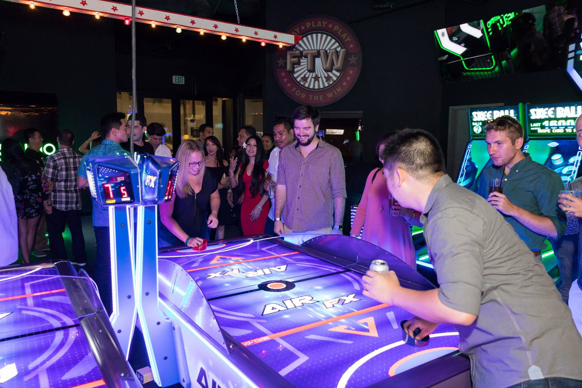 NHL Team Air FX full-size 8-foot air hockey table with LED playfield and custom team graphics