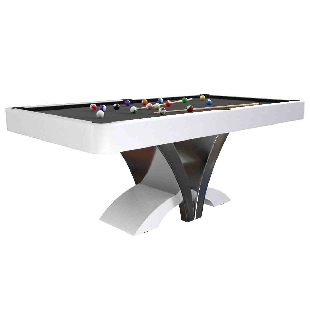 Aliya Modern Slate Pool Table – Minimalist Luxury Billiards Table | Stainless Steel or Solid Hardwood | Hand-Rubbed Lacquer Finish | Tuscany Leather Drop Pockets.