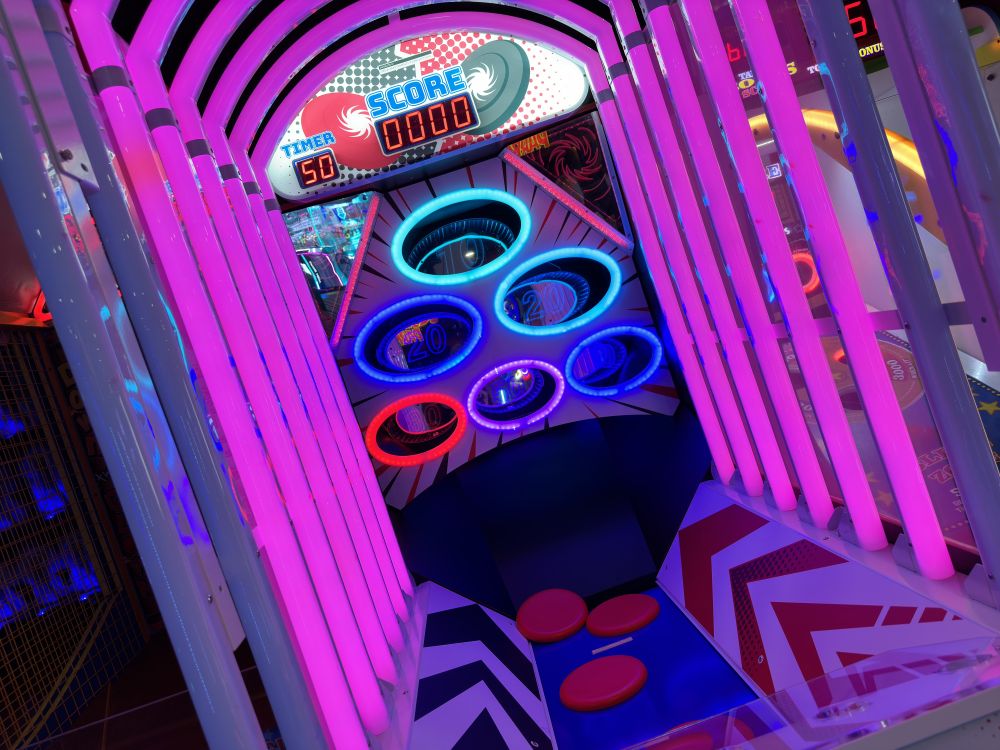 Allstars Ultimate Disc skill-based ticket redemption arcade machine with LED target zones
