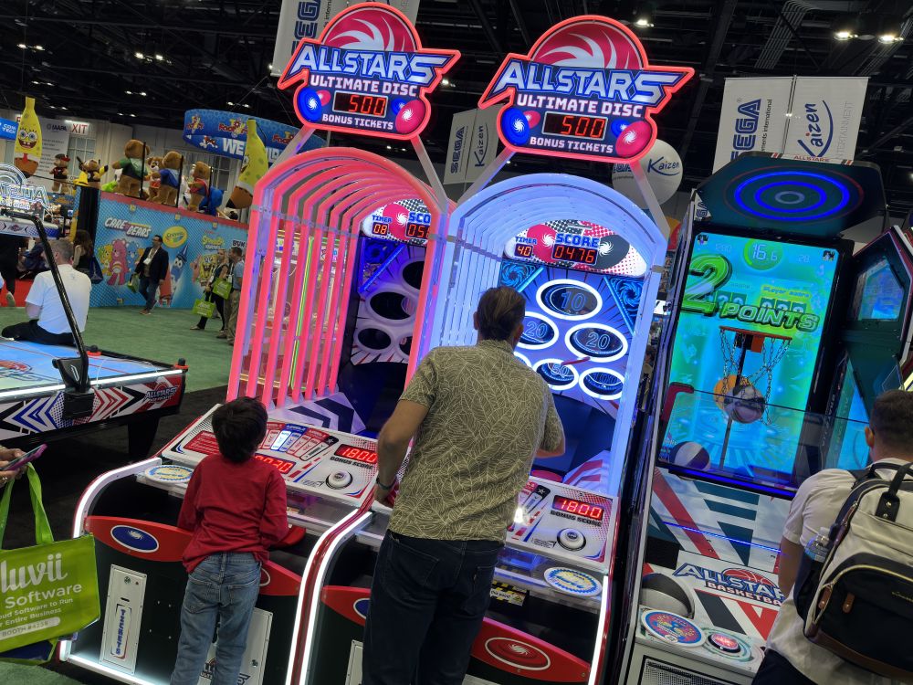 Allstars Ultimate Disc skill-based ticket redemption arcade machine with LED target zones