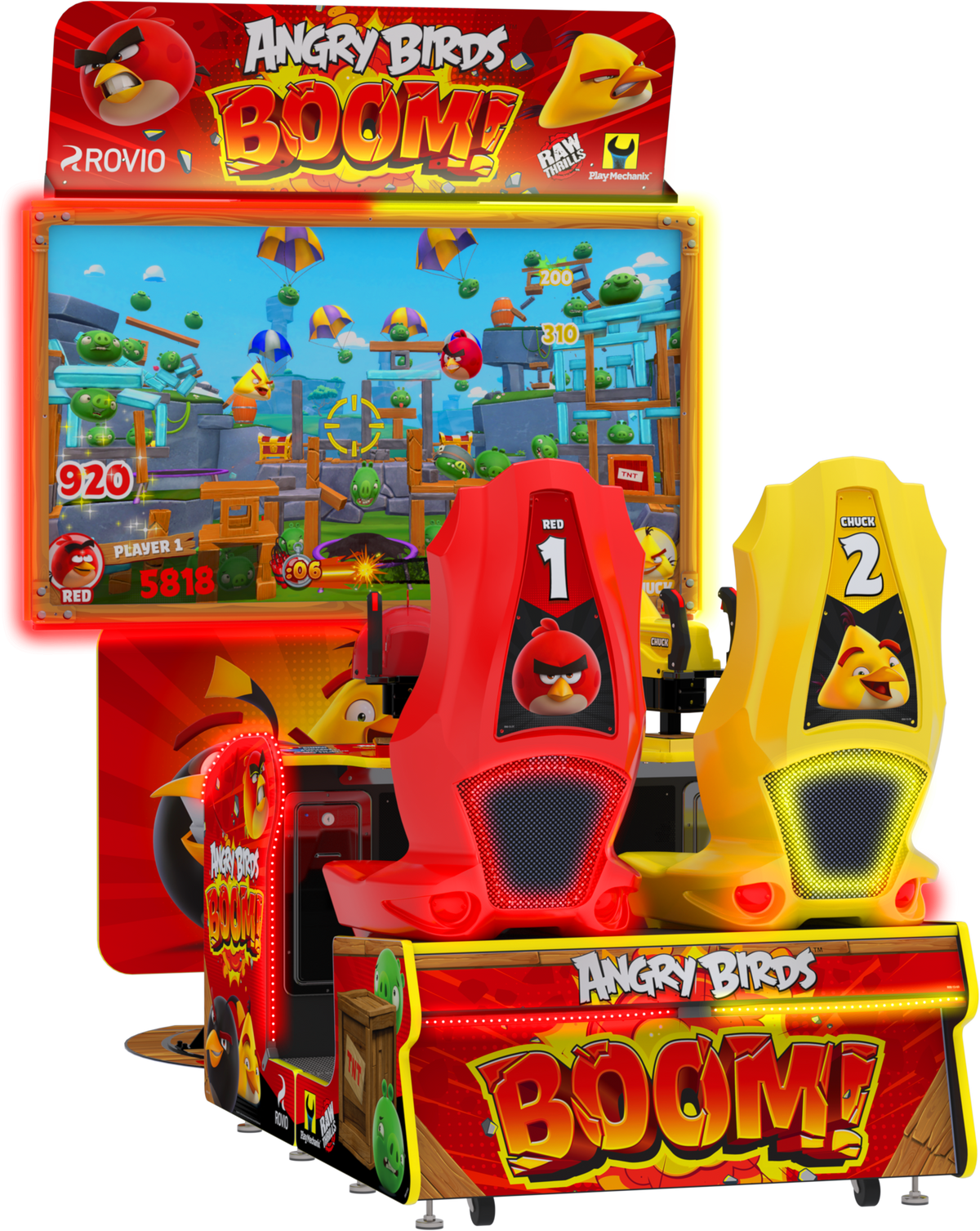 Angry Birds Boom! Arcade Machine – 2 Player Video Redemption Game | 65&quot; HD Display | Force-Feedback Launchers | Raw Thrills, Play Mechanix &amp; Rovio | Ticket-Winning Chaos.