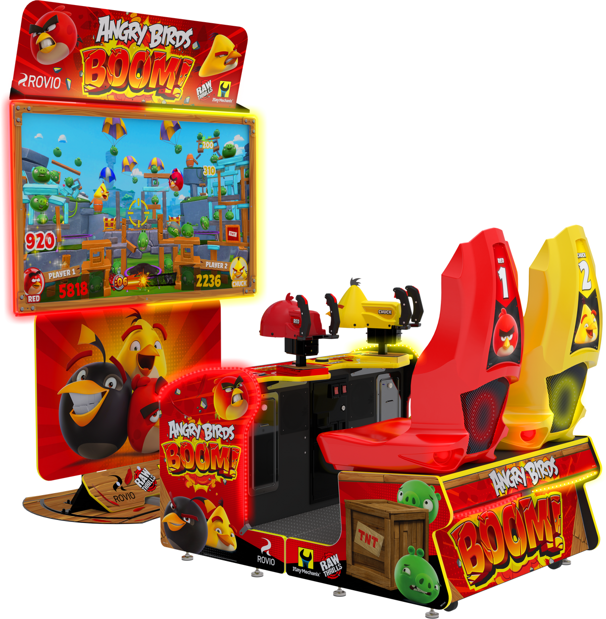 Angry Birds Boom! Arcade Machine – 2 Player Video Redemption Game | 65&quot; HD Display | Force-Feedback Launchers | Raw Thrills, Play Mechanix &amp; Rovio | Ticket-Winning Chaos.