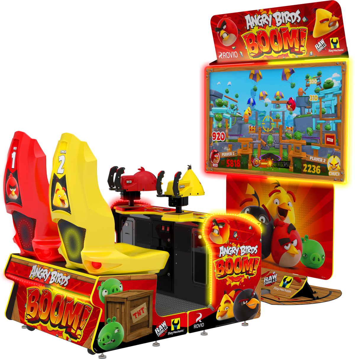 Angry Birds Boom! Arcade Machine – 2 Player Video Redemption Game | 65&quot; HD Display | Force-Feedback Launchers | Raw Thrills, Play Mechanix &amp; Rovio | Ticket-Winning Chaos.