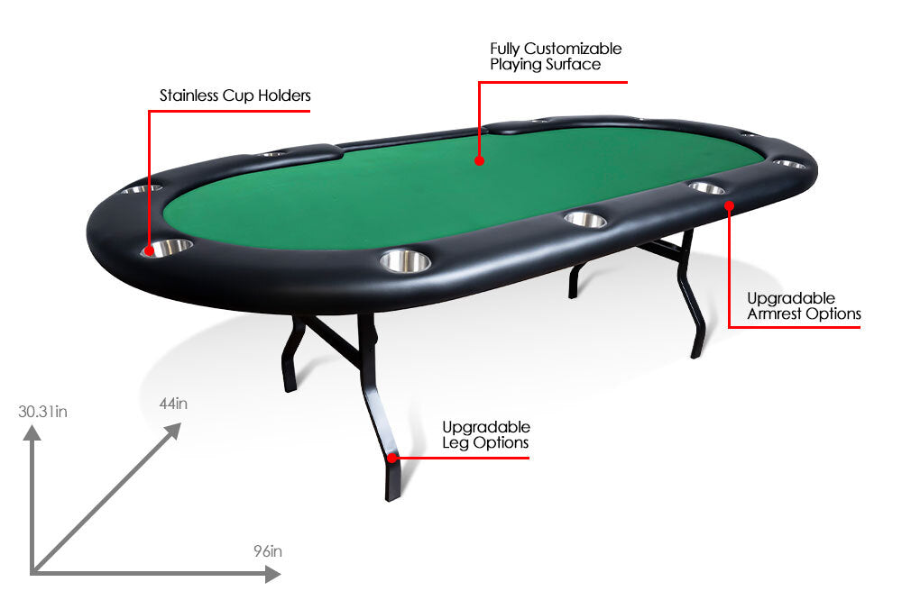Top view of BBO Aces Pro Poker Table with professional-grade playing surface