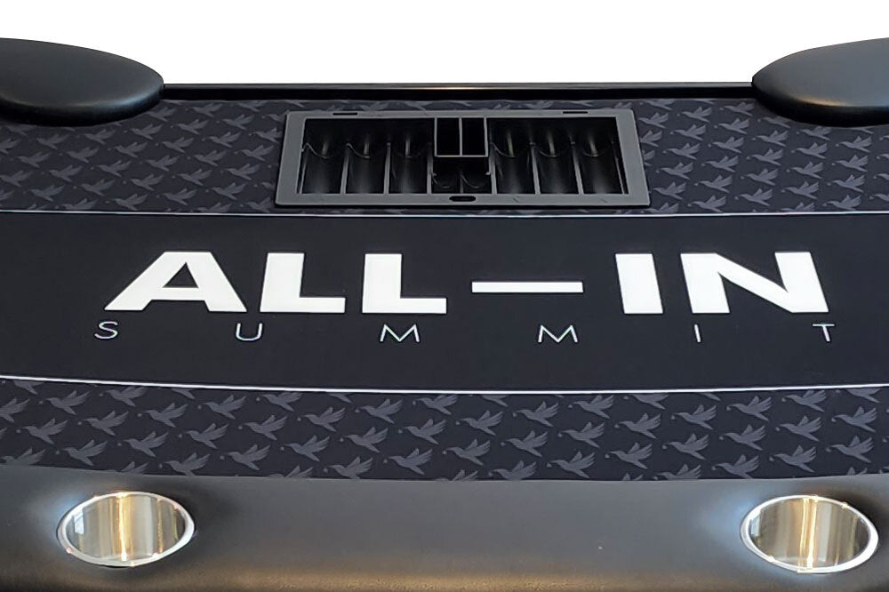 BBO Prestige Folding Leg Poker Table stainless steel cup holders close-up