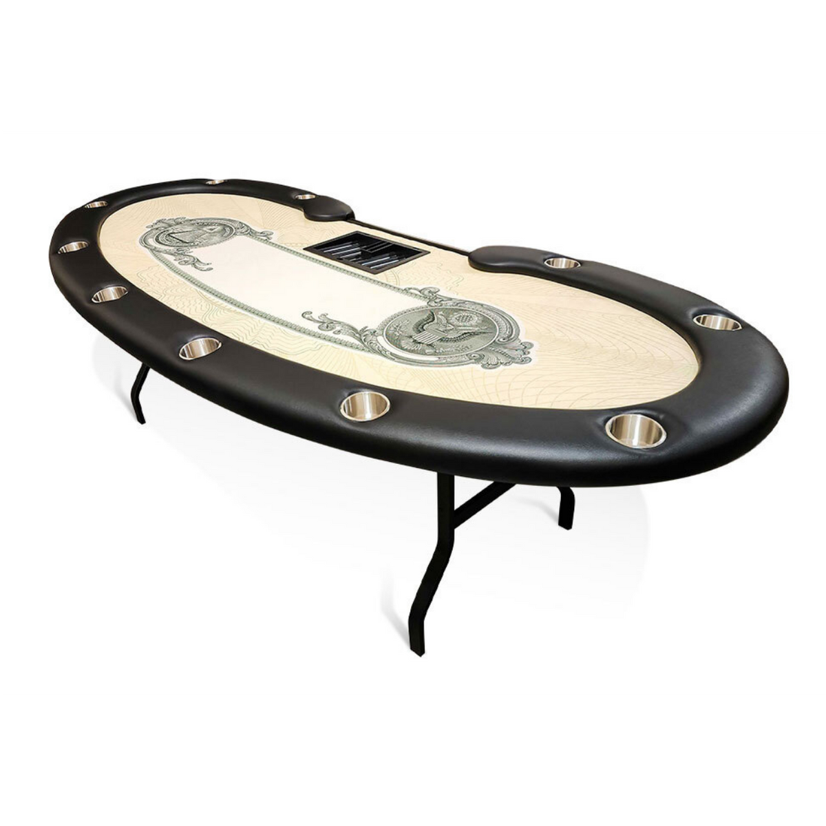 Top view of BBO Prestige Folding Leg Poker Table with oval design