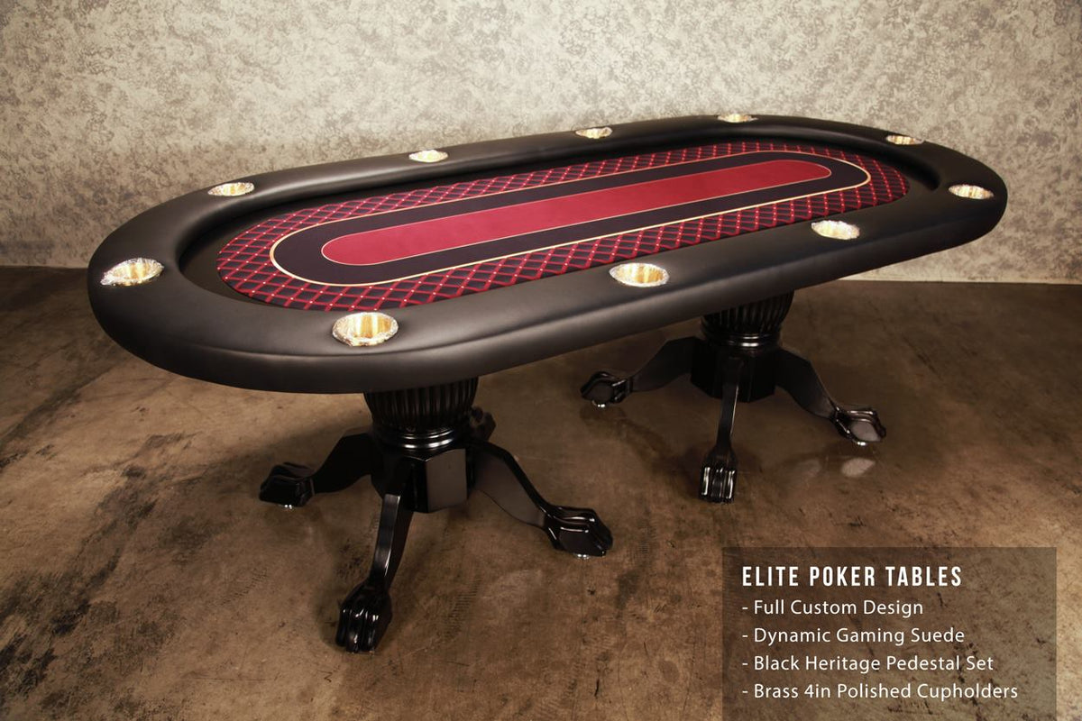Top view of BBO The Elite Poker Table featuring a black racetrack and padded rail