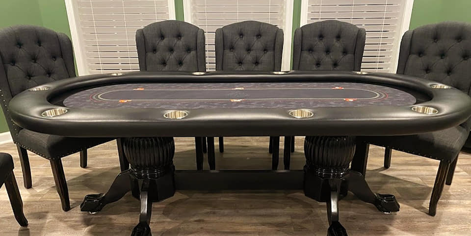 BBO The Elite Poker Table with black racetrack and premium oval design