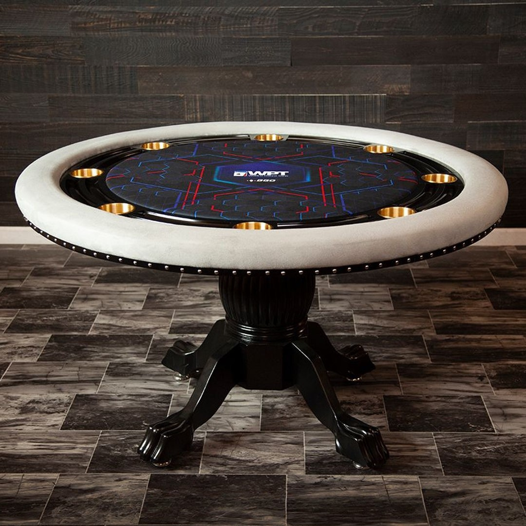 Side view of BBO The Nighthawk Round Poker Table with Black Duke Legs