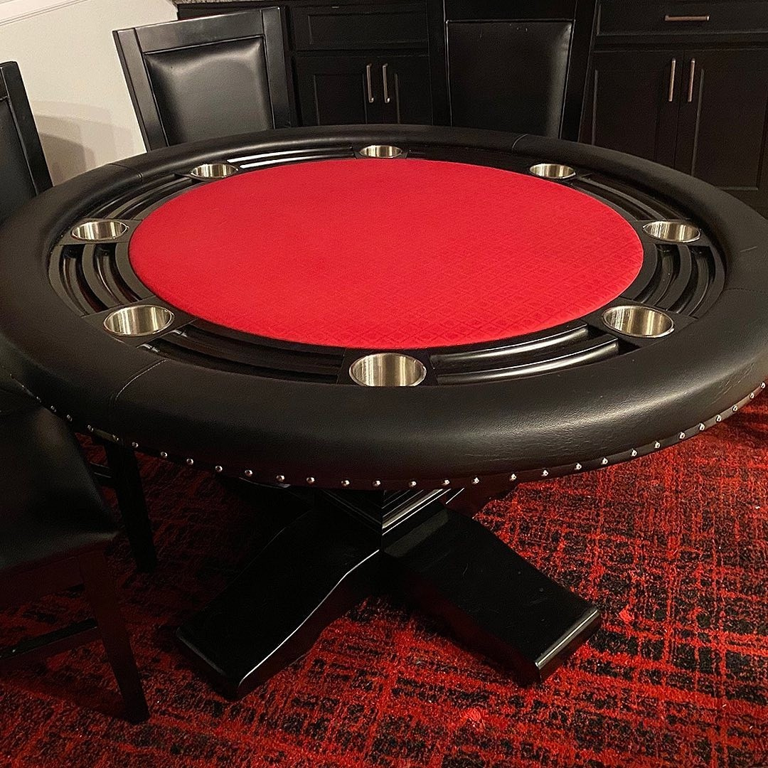 Top view of BBO The Nighthawk Round Poker Table with Black Melvin Legs