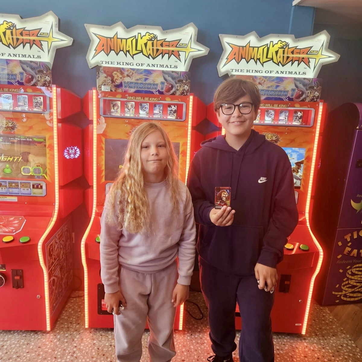 Bandai Namco Animal Kaiser Plus arcade card battle game with collectible card dispenser, HD animations, and kid-friendly cabinet.