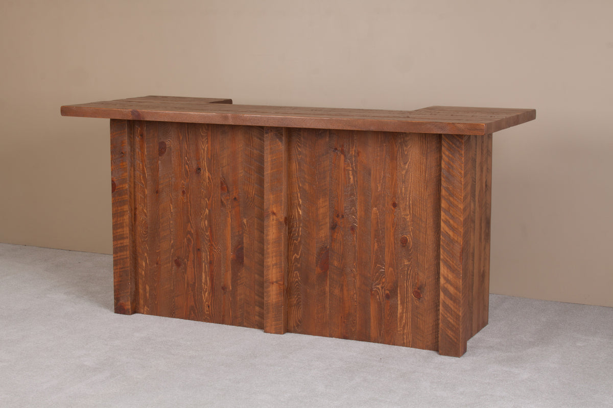 84&quot; Handcrafted Barnwood Bar – Lodge-Style Pine Bar