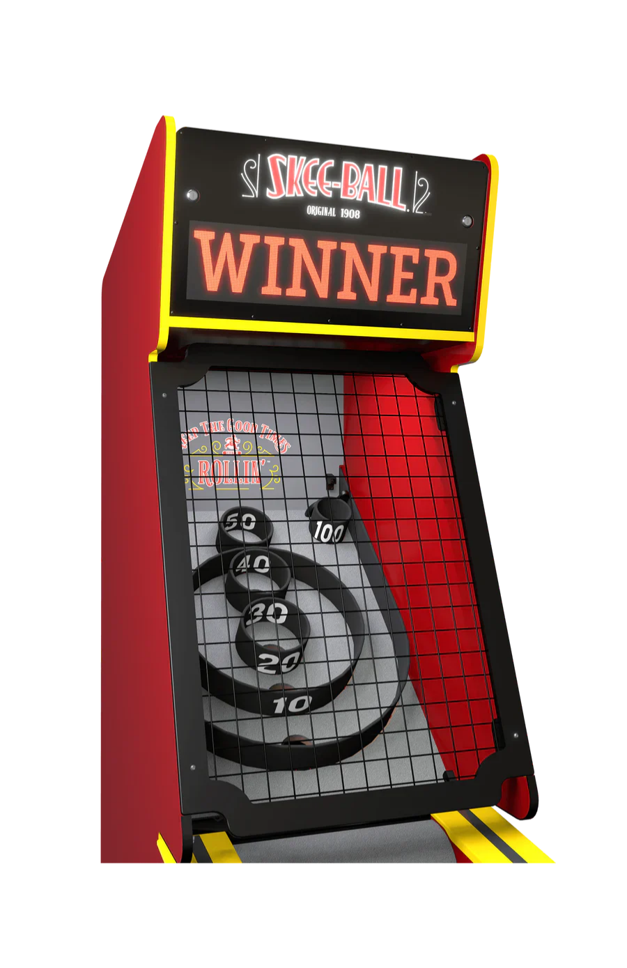 Skee-Ball Classic arcade game with wooden alley roller lane, retro scoring rings, and nostalgic carnival-style design