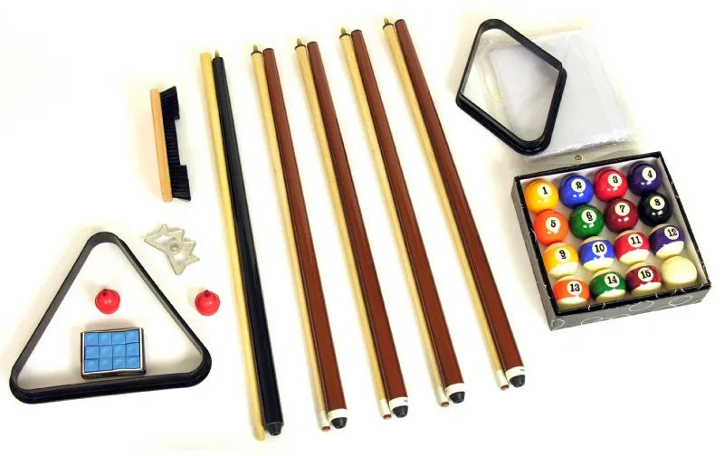 Berner Billiards pool table cues and balls set included with Captiva 7-foot slate pool table