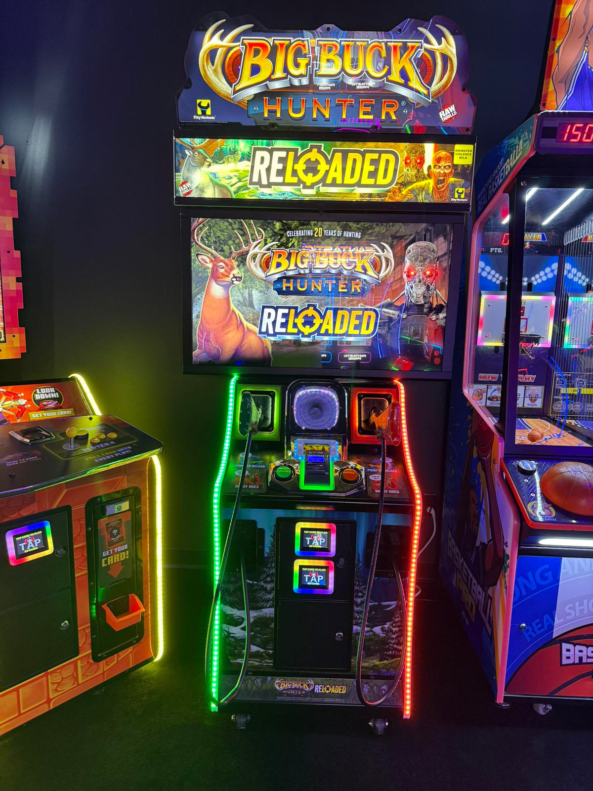 Big Buck Hunter Reloaded arcade game featuring online tournaments, DLC content, and immersive two-player hunting action.