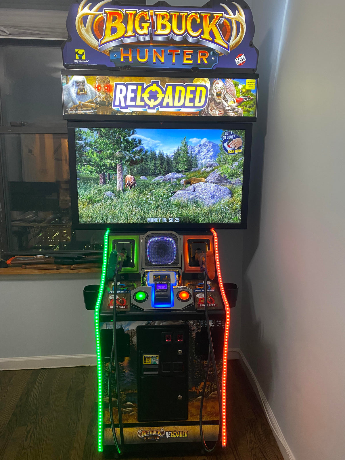 Big Buck Hunter Reloaded arcade game featuring online tournaments, DLC content, and immersive two-player hunting action.