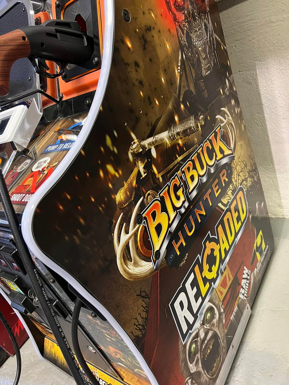 Side view of Big Buck Hunter Reloaded Panorama arcade cabinet by Raw Thrills