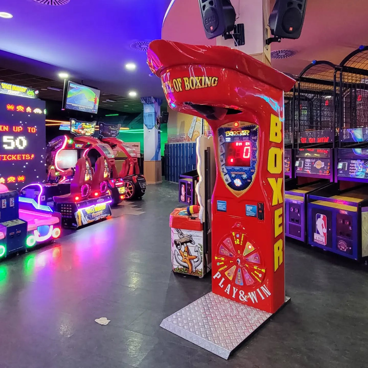 Shark Air Hockey 8ft table with illuminated waterproof playfield and large arcade design."