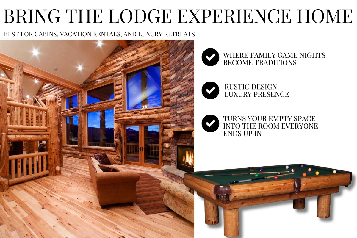 7 ft Billiard Table for Sale – 8 ft Rustic Log Billiard Table for Cabin, Lodge & Home | The Ponderosa by Viking Log Furniture