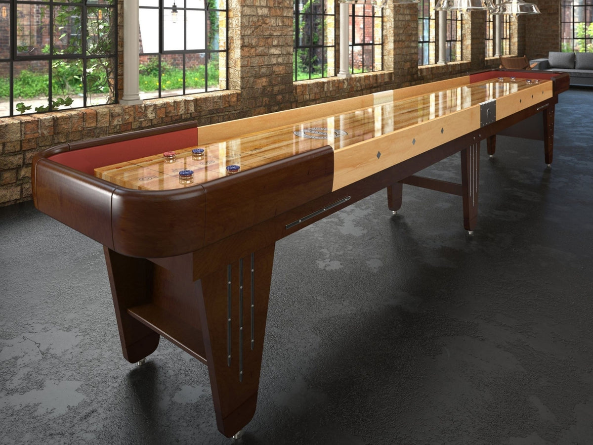 Charleston shuffleboard table with vintage 1940s Art Deco design and champion-quality playfield