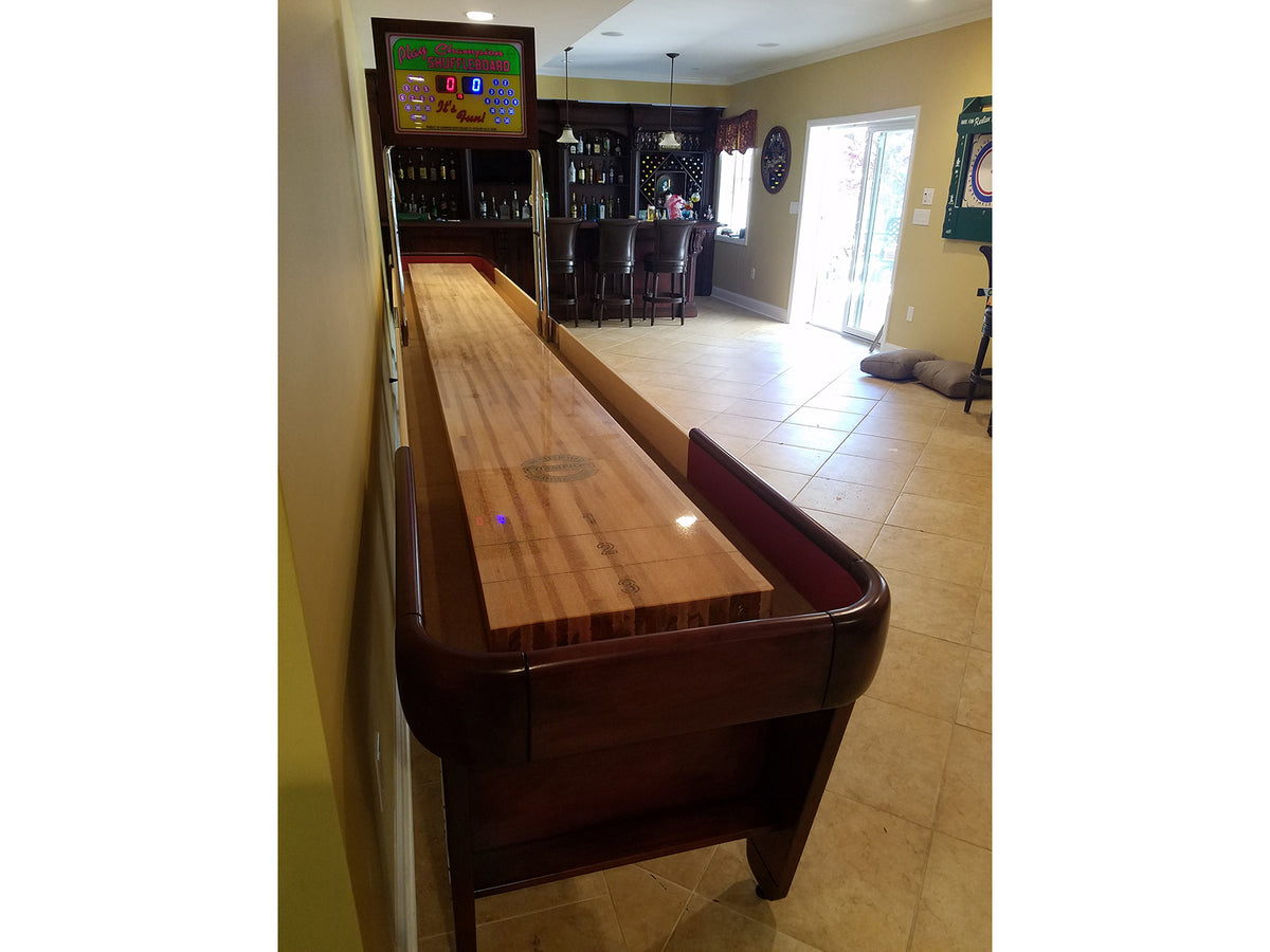 Charleston shuffleboard table with vintage 1940s Art Deco design and champion-quality playfield