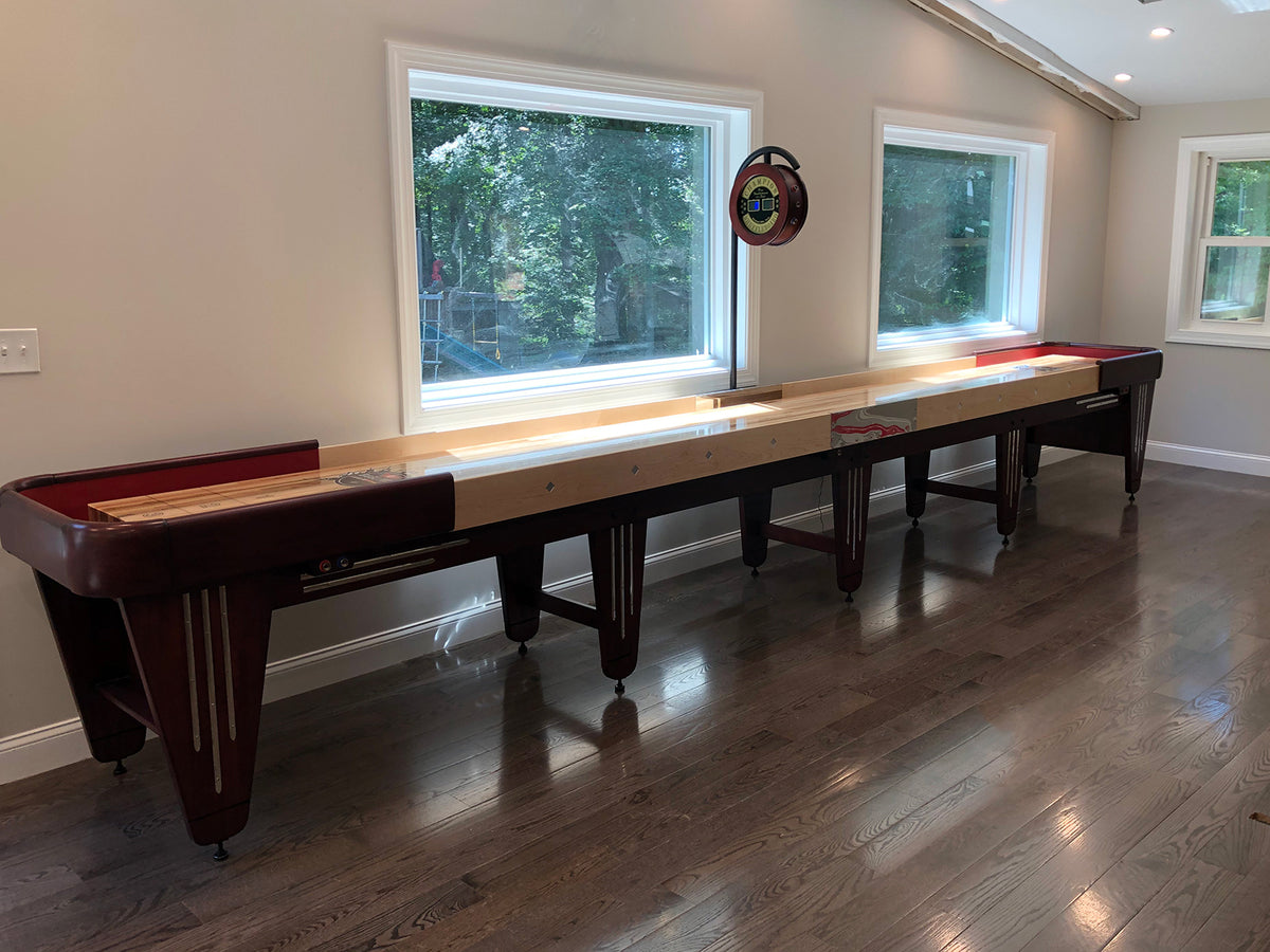 Charleston shuffleboard table with vintage 1940s Art Deco design and champion-quality playfield