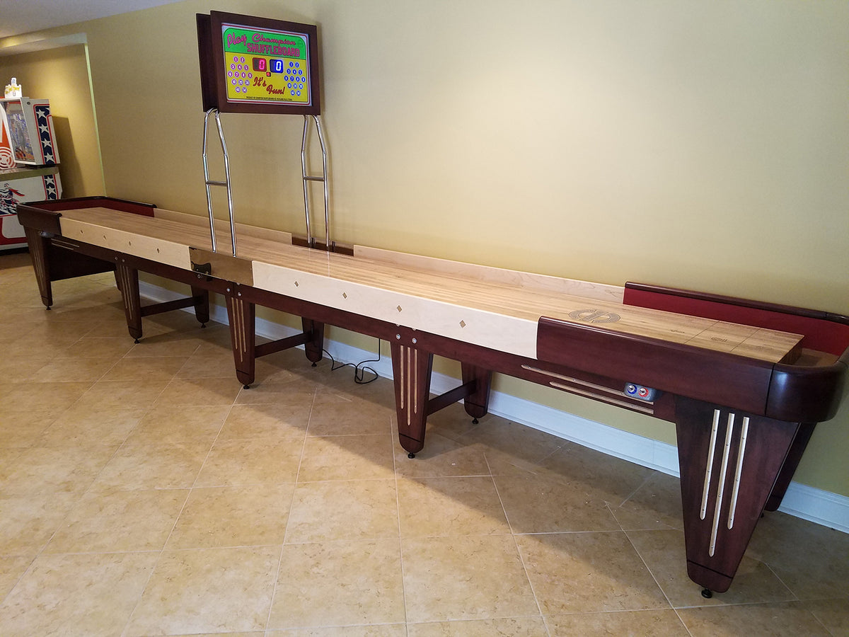 Charleston shuffleboard table with vintage 1940s Art Deco design and champion-quality playfield