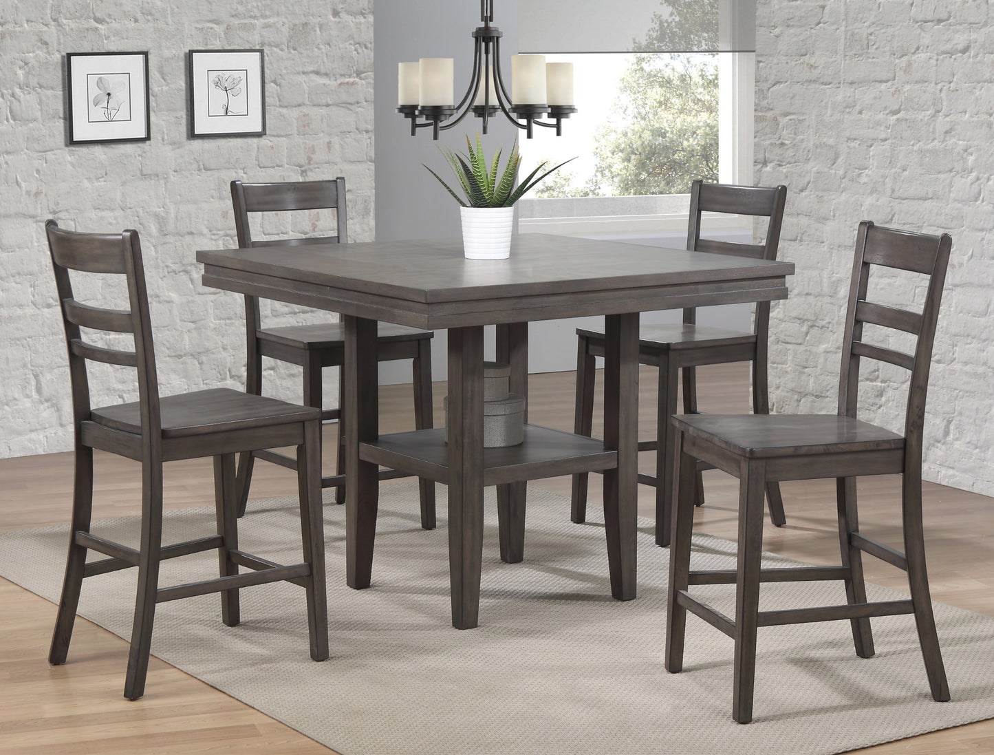 5 Piece Counter Height Bar Table & Chairs Set by Sunset Trading – Antique Gray